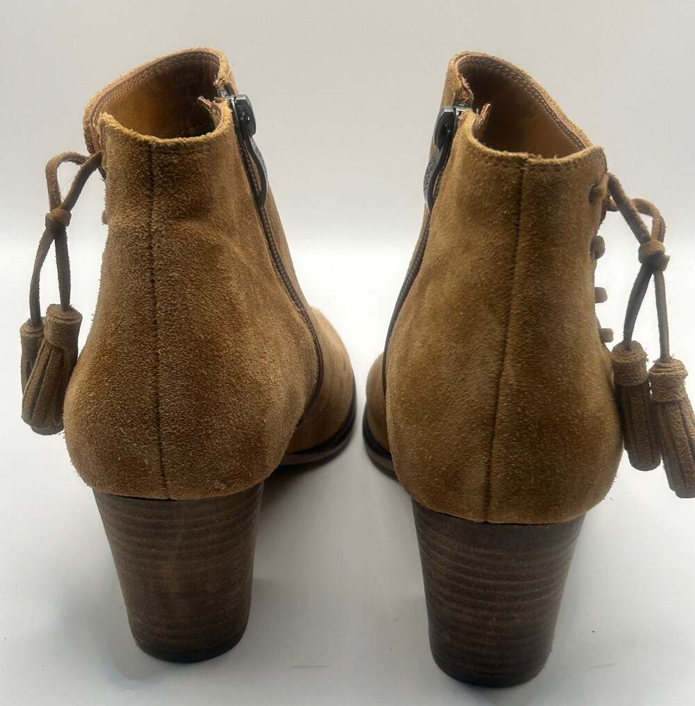 Franco Fortini Ramone Brown Suede Peep Toe Lace-Up Ankle Booties - Picture 3 of 6